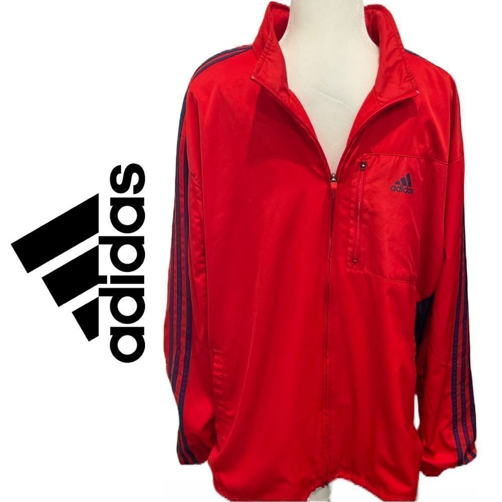 Adidas Men’s Big & Tall Red and Navy Blue Zip Jacket - Size 2XL